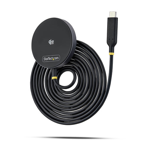 StarTech.com Qi2.2 Certified 25W Magnetic Wireless Charging Pad with 6.6ft (2m) USB-C Tethered Cable, MagSafe Compatible for iPhone 17/16 Pro/Pro Max, Black