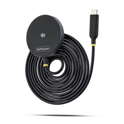 StarTech.com Qi2.2 Certified 25W Magnetic Wireless Charging Pad with 6.6ft (2m) USB-C Tethered Cable, MagSafe Compatible for iPhone 17/16 Pro/Pro Max, Black