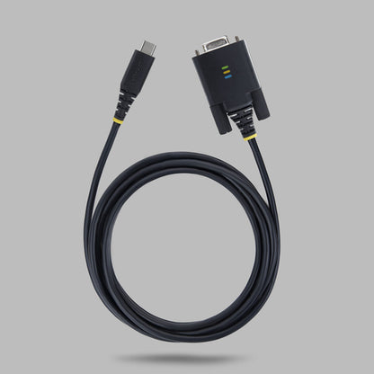 StarTech.com 6.6ft (2m) USB-C to Serial Adapter Cable, COM Retention, FTDI Chipset, Type-C to Male DB9 RS232, Status LEDs, Interchangeable DB9 Screws and Nuts