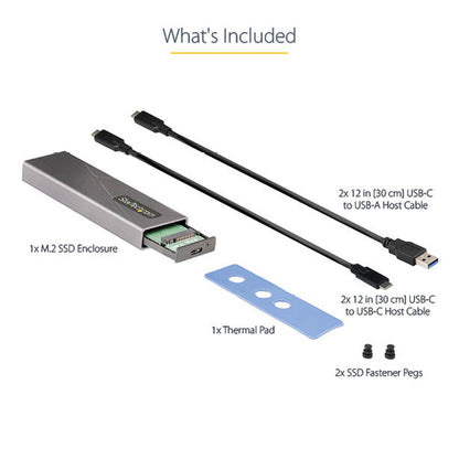 StarTech.com USB-C 10Gbps to M.2 NVMe or M.2 SATA SSD Enclosure - Tool-free External M.2 PCIe/SATA NGFF SSD Aluminum Case - USB Type-C&A Host Cables - Supports 2230/2242/2260/2280