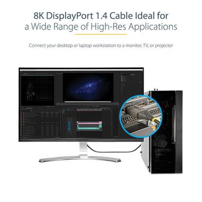 StarTech.com 16.4ft (5m) VESA Certified DisplayPort 1.4 Cable - 8K 60Hz HDR10 - Ultra HD 4K 120Hz Video - DP 1.4 Cable / Cord - For Monitors/Displays - DisplayPort to DisplayPort Cable - M/M