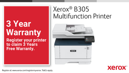 Xerox B305 A4 38ppm Wireless Duplex Copy/Print/Scan PS3 PCL5e/6 2 Trays 350 Sheets