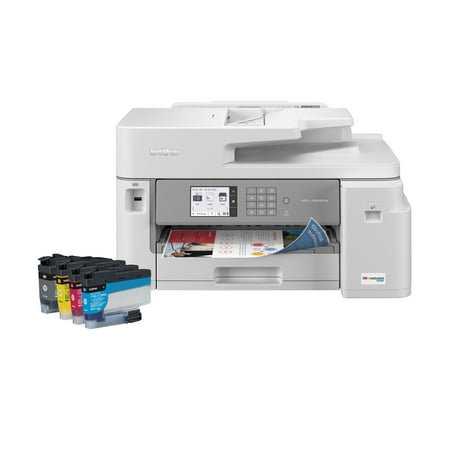Brother - MFC-J5855DW INKvestment Tank All-in-One Inkjet Printer with up to 1-Year of Ink In-box - White/Gray