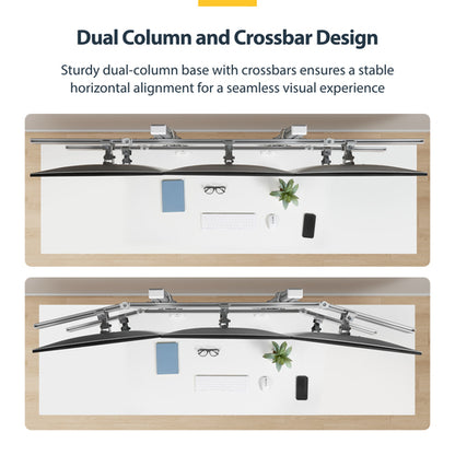 StarTech.com Six-Monitor Desk Mount with Crossbar, Up To 32-inch Computer Screens, Max 17.6lb (8kg) each, Dual Column, C-clamp/Grommet, Height Adjustable