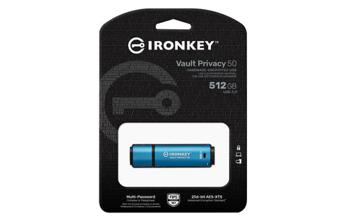 Kingston Technology IronKey 512GB Vault Privacy 50 AES-256 Encrypted, FIPS 197
