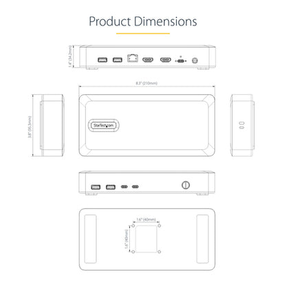 StarTech.com Dual-Monitor USB4 Docking Station, Dual 4K 120Hz or Single 8K 60Hz HDMI, 100W Laptop Charging, 2.5GbE, USB-C Multi-Monitor Dock, Driverless
