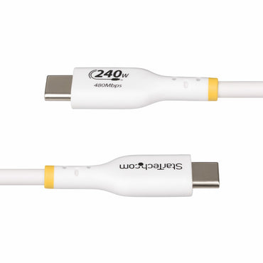 StarTech.com 6ft White USB-C Charging Cable, USB-IF Certified USB C Cable, 240W PD EPR, USB 2.0 Type-C Laptop Charger Cord, USB-C Data Transfer Cable, TPE Jacket