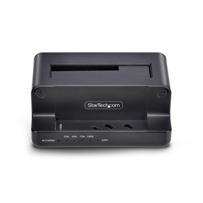 StarTech.com M.2 NVMe to 2.5/3.5" SATA Drive Duplicator, Dual Bay Standalone SSD Cloner/Drive Dock, Bidirectional NVMe to SATA / SATA to NVMe, Up to 27GBpm, TAA