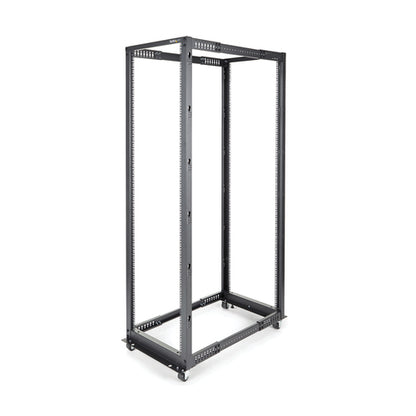 StarTech.com 4-Post 42U Mobile Open Frame Server Rack, Four Post 19" Network Rack with Wheels, Rolling Rack with Adjustable Depth for Computer/AV/Data/IT Equipment - Casters, Leveling Feet or Floor Mounting