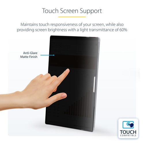 StarTech.com 4-Way Privacy Screen For 13-inch Surface Pro 8/9/X/11 Laptop, Portrait/Landscape Modes, Touch-Enabled, +/- 30 Deg. View, Blocks up to 51% Blue Light, Anti-Glare