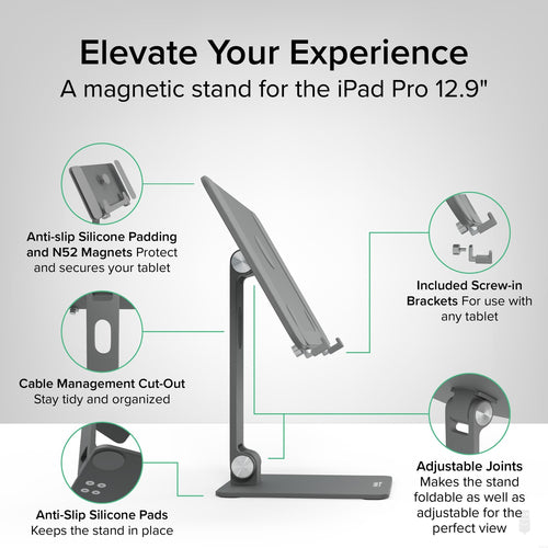 Plugable Technologies Magnetic Tablet Holder for MagSafe iPad Pro 12.9 Stand Portable Foldable 360° Rotating Stand (AMS-STAND13)