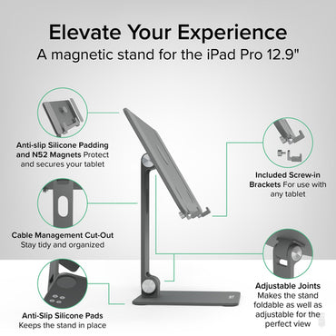 Plugable Technologies Magnetic Tablet Holder for MagSafe iPad Pro 12.9 Stand Portable Foldable 360° Rotating Stand (AMS-STAND13)
