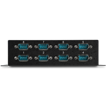 StarTech.com 8 Port USB to DB9 RS232 Serial Adapter Hub – Industrial DIN Rail and Wall Mountable - TAA