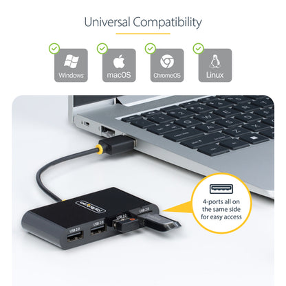 StarTech.com 4-Port USB 2.0 Hub, USB Bus Powered, Small Travel Mini USB Hub, USB 2.0 Splitter, Portable Multi-Port USB Hub, 480Mbps, Overcurrent Protection (OCP)