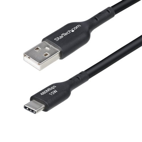StarTech.com 15ft (4.5m) USB-A to USB-C Charging Cable, Charge & Sync, 3A, USB 2.0, TPE Jacket - Black USB Charging Cord