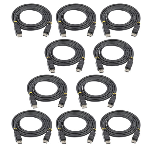 StarTech.com 6ft (2m) DisplayPort 1.2 Cable 10 Pack, 4K x 2K Ultra HD VESA Certified DisplayPort Cable, HBR2, DP to DP Cable for Monitor, Latching DP Connectors - DP 1.2 Cable Male/Male
