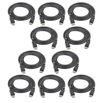 StarTech.com 6ft (2m) DisplayPort 1.2 Cable 10 Pack, 4K x 2K Ultra HD VESA Certified DisplayPort Cable, HBR2, DP to DP Cable for Monitor, Latching DP Connectors - DP 1.2 Cable Male/Male