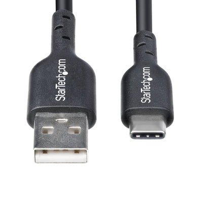 StarTech.com 6in (15cm) USB-A to USB-C Charging Cable, Charge & Sync, 3A, USB 2.0, TPE Jacket - Black USB Charging Cord