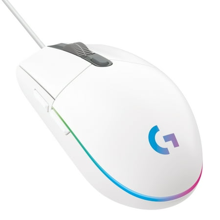 Logitech G203 Wired Gaming Mouse  8 000 DPI  Rainbow Optical Effect LIGHTSYNC RGB  6 Programmable Buttons  White