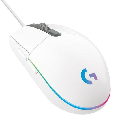 Logitech G203 Wired Gaming Mouse  8 000 DPI  Rainbow Optical Effect LIGHTSYNC RGB  6 Programmable Buttons  White