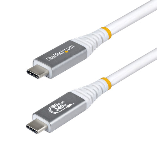 StarTech.com 5ft (1.5m) USB4 Cable, 80Gbps, USB-IF Certified USB-C Cable, 240W PD, 8K 120Hz/4K 240Hz DP2.1 DP80, TPE Jacket, Thunderbolt 4 Compatible - White USB-C Cord