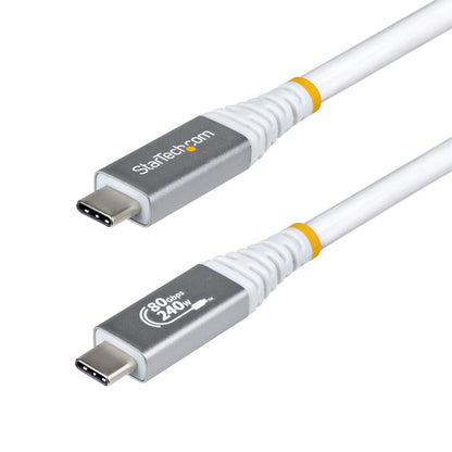 StarTech.com 5ft (1.5m) USB4 Cable, 80Gbps, USB-IF Certified USB-C Cable, 240W PD, 8K 120Hz/4K 240Hz DP2.1 DP80, TPE Jacket, Thunderbolt 4 Compatible - White USB-C Cord