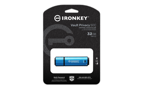 Kingston Technology IronKey 32GB USB-C Vault Privacy 50C AES-256 Encrypted, FIPS 197
