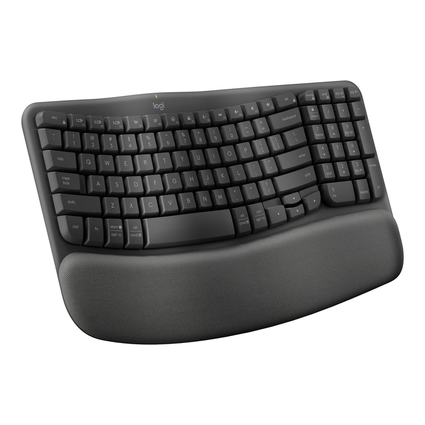 Logitech Wave Keys for Business  Wireless Ergonomic Keyboard with Cushioned Palm Rest  Secure Logi Bolt Technology  Bluetooth  Compatible with Windows/Mac/Chrome/Linux - Graphite