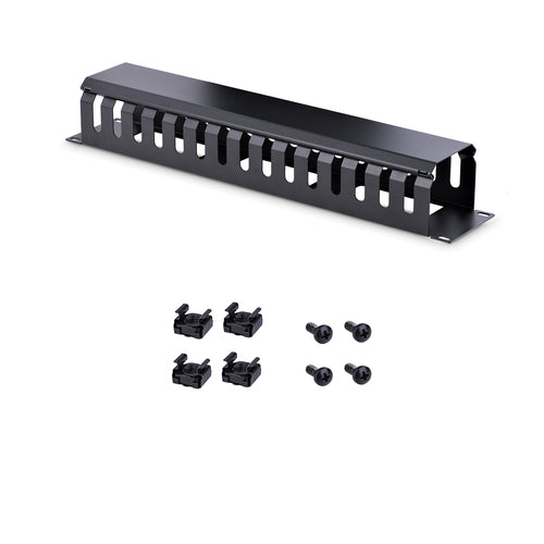 StarTech.com Horizontal 2U Server Rack Cable Management Finger Duct w/ Cover - 19" Network Rack Wire Duct Raceway Panel - Slotted Wire Duct