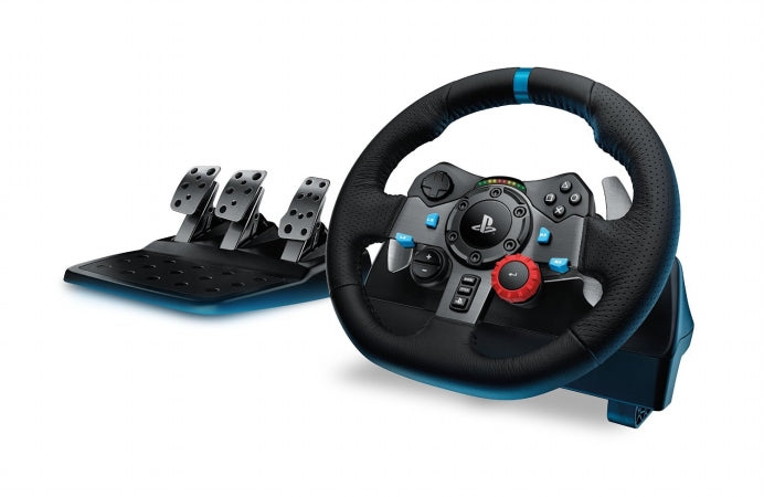 Logitech G29 Driving Force Racing Wheel and Floor Pedals  Real Force Feedback  Stainless Steel Paddle Shifters  Leather Steering Wheel Cover for PS5  PS4  PC  Mac - Black