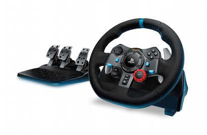 Logitech G29 Driving Force Racing Wheel and Floor Pedals  Real Force Feedback  Stainless Steel Paddle Shifters  Leather Steering Wheel Cover for PS5  PS4  PC  Mac - Black