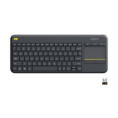Logitech K400 Plus Wireless Touch TV Keyboard With Easy Media Control and Built-in Touchpad  HTPC Keyboard for PC-connected TV  Windows  Android  ChromeOS  Laptop  Tablet