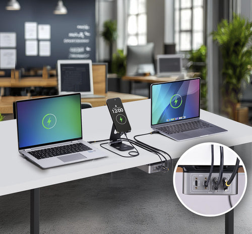 StarTech.com 4-Port Multi-Device USB-C Charger, 240W Total, Single Port 140W EPR, PD 3.1, Screw Locking Ports, Surface Mounting, Ideal for Boardrooms, 2x 10ft USB-C Side Locking 240W Cables Included