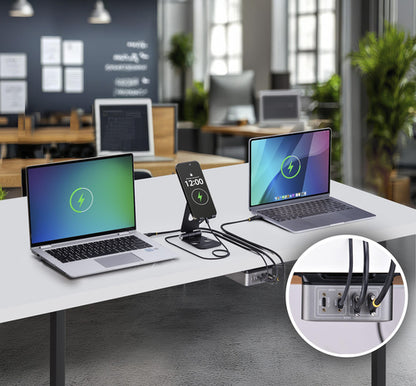 StarTech.com 4-Port Multi-Device USB-C Charger, 240W Total, Single Port 140W EPR, PD 3.1, Screw Locking Ports, Surface Mounting, Ideal for Boardrooms, 2x 10ft USB-C Side Locking 240W Cables Included