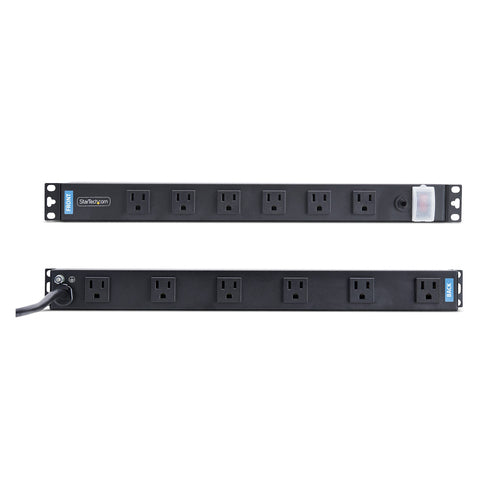 StarTech.com 12-Outlet Rackmount PDU, 1U Server Power Strip with Wide-Spaced Right-Angle Ports, Mounted Power Distribution Unit for 19-Inch Racks and Cabinets