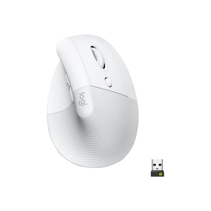 Logitech - Lift Vertical Wireless Ergonomic Mouse with 4 Customizable Buttons - Wireless - Off-White