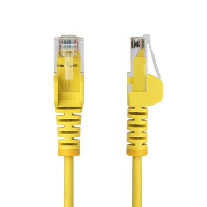 StarTech.com 15ft Yellow Slim CAT6 Ethernet Cable, Snagless, 100W PoE, UTP, LSZH, 28AWG Pure Bare Copper Wire, Slim RJ45 Network Patch Cord w/Strain Reliefs, Individually Tested