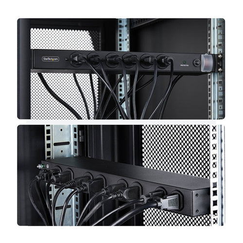 StarTech.com 14-Outlet Rackmount PDU, 1U Server Power Strip with 6x Front and 8x Rear Ports, Mounted Power Distribution Unit for 19-Inch Racks and Cabinets