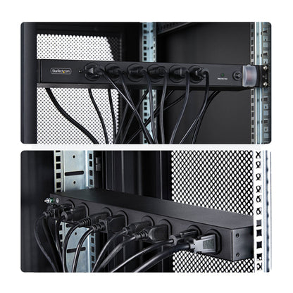 StarTech.com 14-Outlet Rackmount PDU, 1U Server Power Strip with 6x Front and 8x Rear Ports, Mounted Power Distribution Unit for 19-Inch Racks and Cabinets