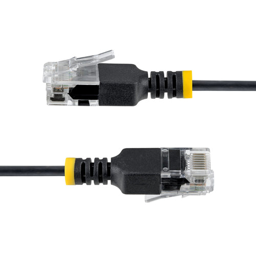 StarTech.com 10ft Black Ultra Slim Cat6A Ethernet Cable, UTP, Pure Bare Copper Wire, 34AWG Slim RJ45 Network Patch Cord, Individually Tested