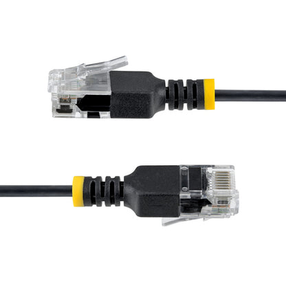 StarTech.com 10ft Black Ultra Slim Cat6A Ethernet Cable, UTP, Pure Bare Copper Wire, 34AWG Slim RJ45 Network Patch Cord, Individually Tested