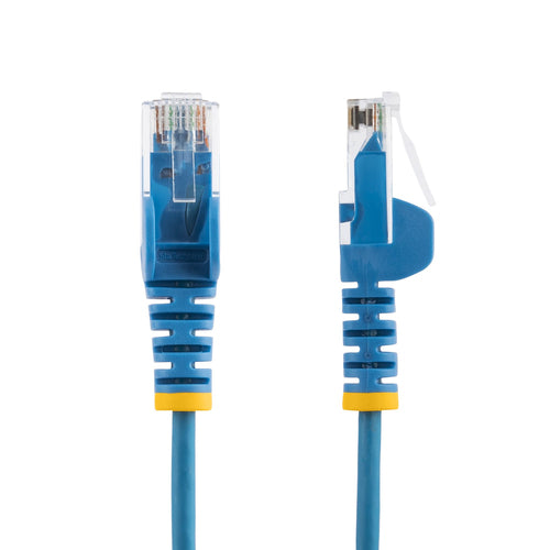 StarTech.com 15ft Blue Slim CAT6 Ethernet Cable, Snagless, 100W PoE, UTP, LSZH, 28AWG Pure Bare Copper Wire, Slim RJ45 Network Patch Cord w/Strain Reliefs, Individually Tested