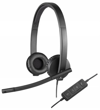 Logitech H570e Over-the-Head Wired USB Headset  with Replaceable Earbands  Black