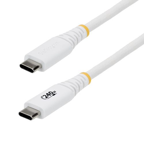 StarTech.com 10ft (3m) USB-C Charging Cable, Durable and Ultra-Flexible, 240W (5A) PD EPR, USB 2.0 Laptop Charger Cable, USB-IF Certified, Rugged USB-C Charging Cord - White