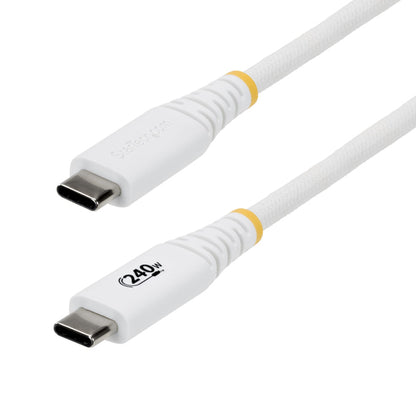 StarTech.com 10ft (3m) USB-C Charging Cable, Durable and Ultra-Flexible, 240W (5A) PD EPR, USB 2.0 Laptop Charger Cable, USB-IF Certified, Rugged USB-C Charging Cord - White