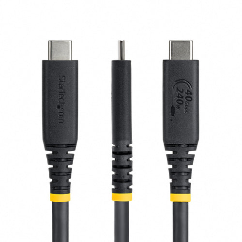StarTech.com 50cm (1.6ft) USB4 Cable, 40Gbps, USB-IF Certified USB-C Cable, 240W PD, 8K 60Hz/4K 240Hz DP2.1 DP40, TPE Jacket, Thunderbolt 4 Compatible - Black USB-C Cord