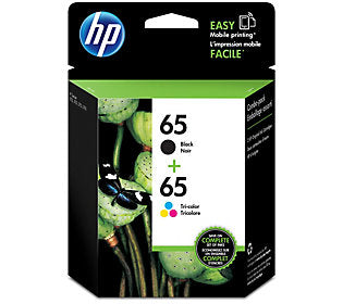 HP 65 2-pack Black/Tri-color Original Ink Cartridges  ~120 pages  T0A36AN#140
