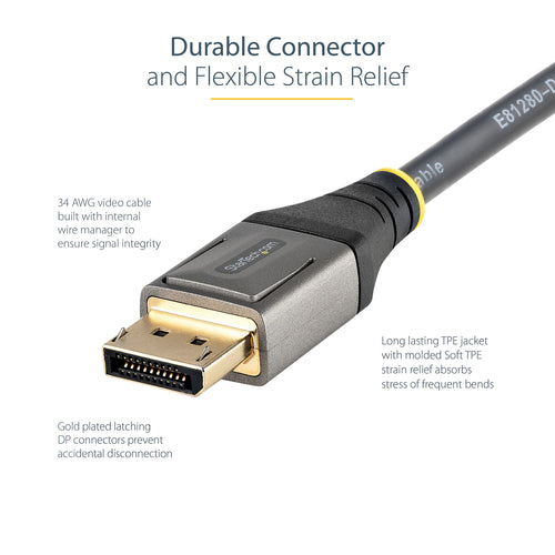 StarTech.com 16.4ft (5m) VESA Certified DisplayPort 1.4 Cable - 8K 60Hz HDR10 - Ultra HD 4K 120Hz Video - DP 1.4 Cable / Cord - For Monitors/Displays - DisplayPort to DisplayPort Cable - M/M