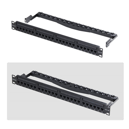 StarTech.com 24 Port 1U Feed Through Patch Panel with Cable Management Bar, Rackmount Cat6 Ethernet Patch Panel with RJ45 UTP Inline Couplers