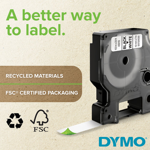 DYMO Rhino Industrial Flexible Nylon Labels | 19 mm x 3.5 m | Black Print on White | Self-Adhesive | for Rhino & LabelManager Label Makers